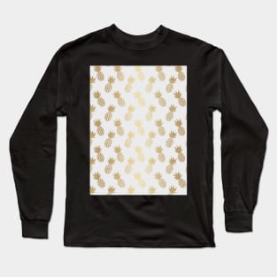 Gold Pineapple Pattern Long Sleeve T-Shirt